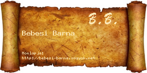 Bebesi Barna névjegykártya